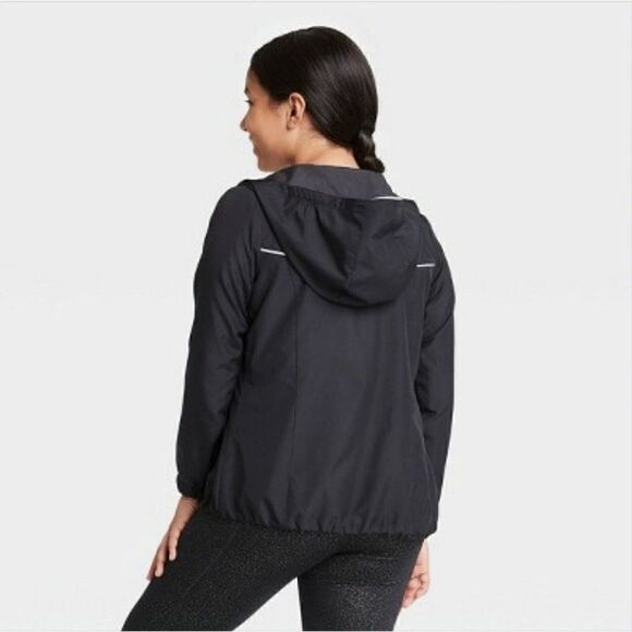 All In Motion Girls  S, L  Black Light Weight Water Resistant Rain Jacket - Picture 3 of 6